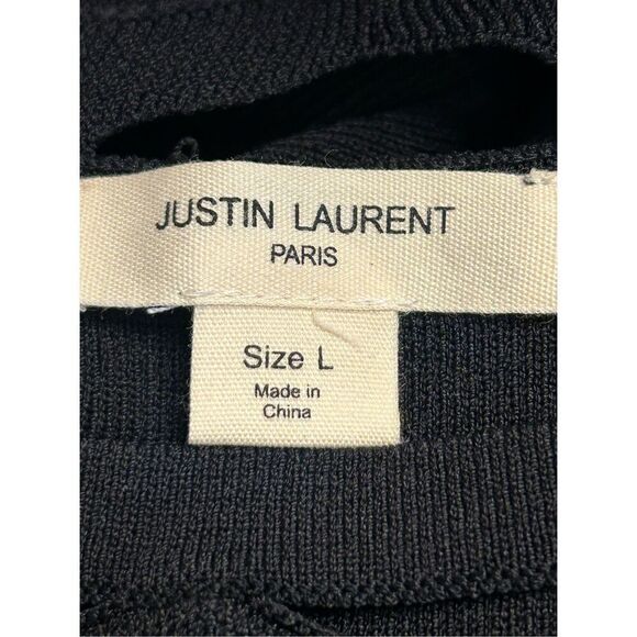 Justin Laurent black long sleeve blouse with holes neck Size Large (0692) - Picture 4 of 5